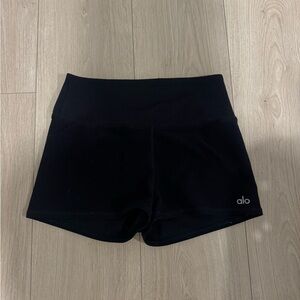 ALO Yoga Black Ribbed High-Waist workout Shorts
